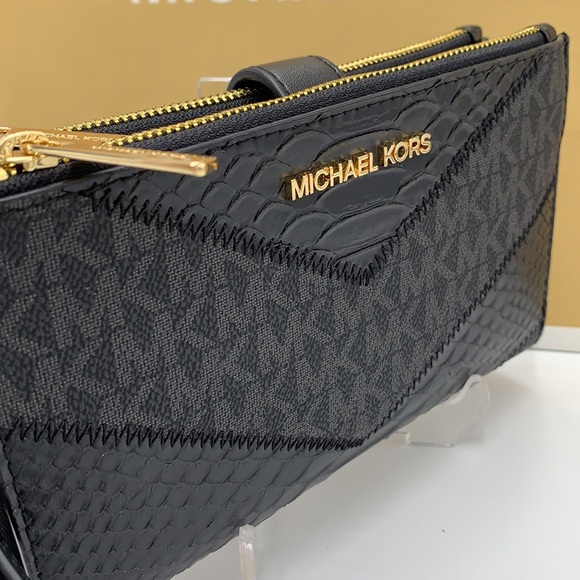 Michael Kors Large Double Zip Wristlet 
Smartphone Case Wallet Black Mul… - Picture 8 of 12